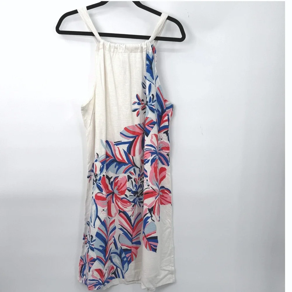 Tommy Bahama‎ Floral Linen Blend Halter Dress Womens M Resort Tropical Coastal